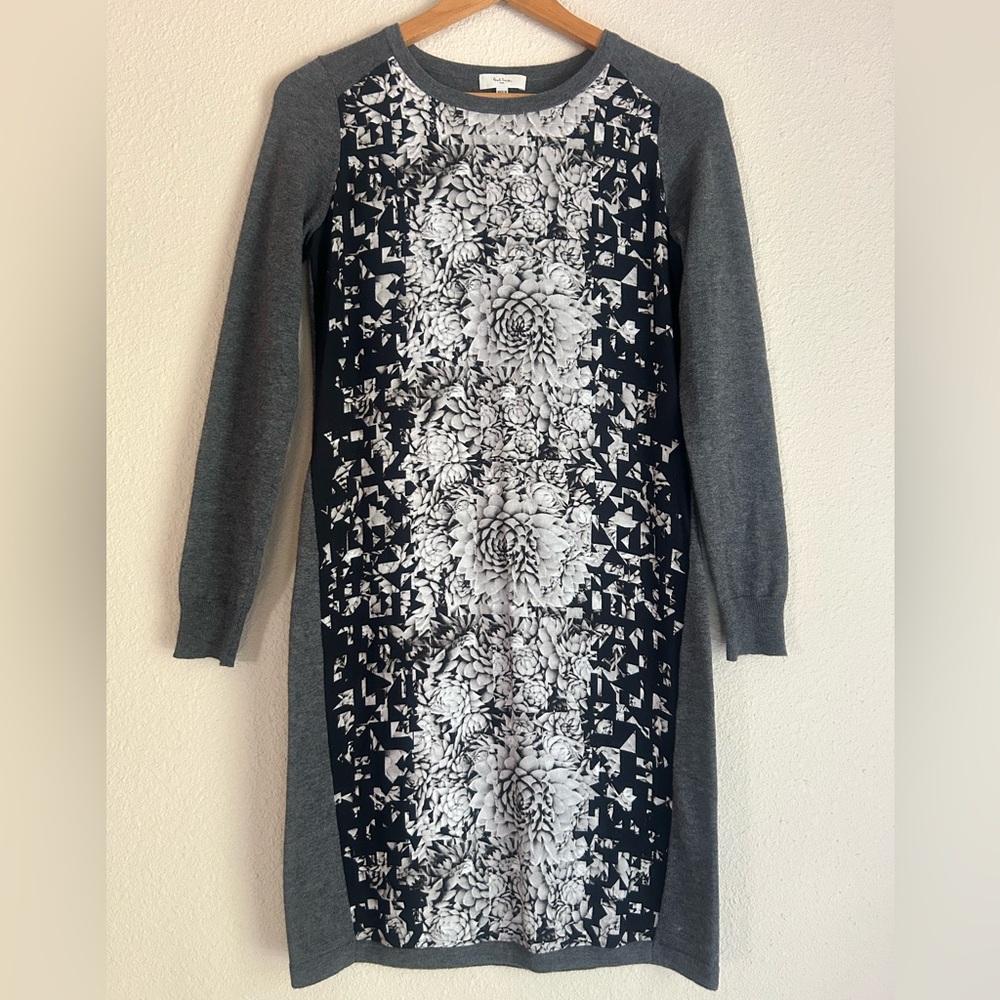 Paul Smith floral geometric print dress | small | black, white & grey